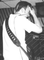 rob fooling around with the headphones in the studio